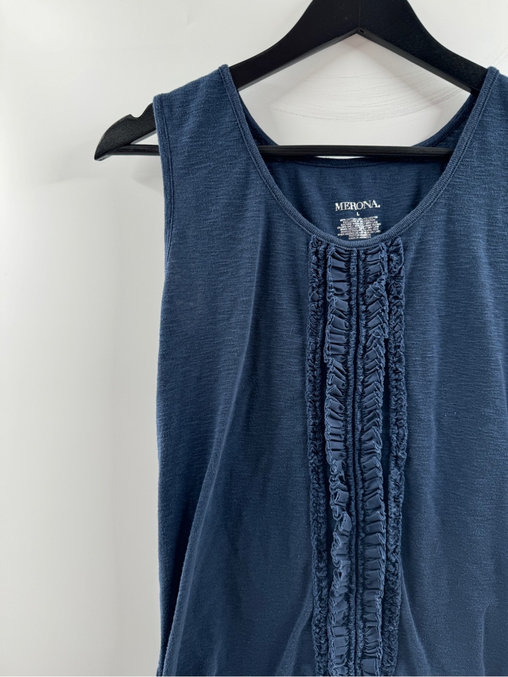 Merona Navy Blue Ruffle Front Tank Top – Women’s Large - Picture 2 of 7
